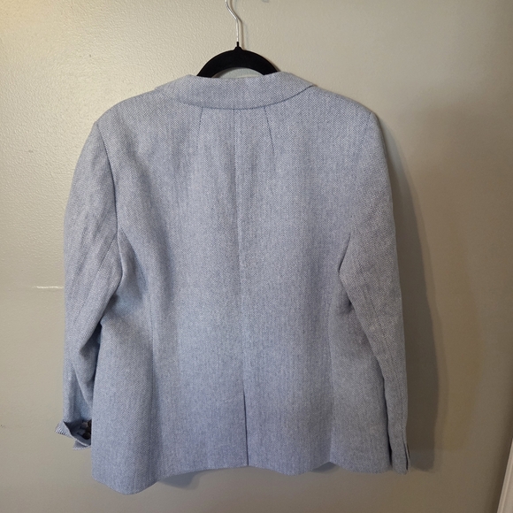 J. Crew Womens Re-Imagined Blue Herringbone Preppy Linen-Cotton Blazer Sz 16 - Picture 3 of 11